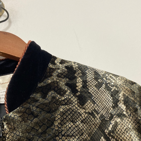 Vintage Diamond Tea Robe Womens Medium Gold Black Snakeskin Print Velour 80s - Picture 6 of 14